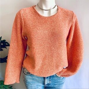 Vintage LL Bean Summer Cotton Cable Knit Sweater Orange size large